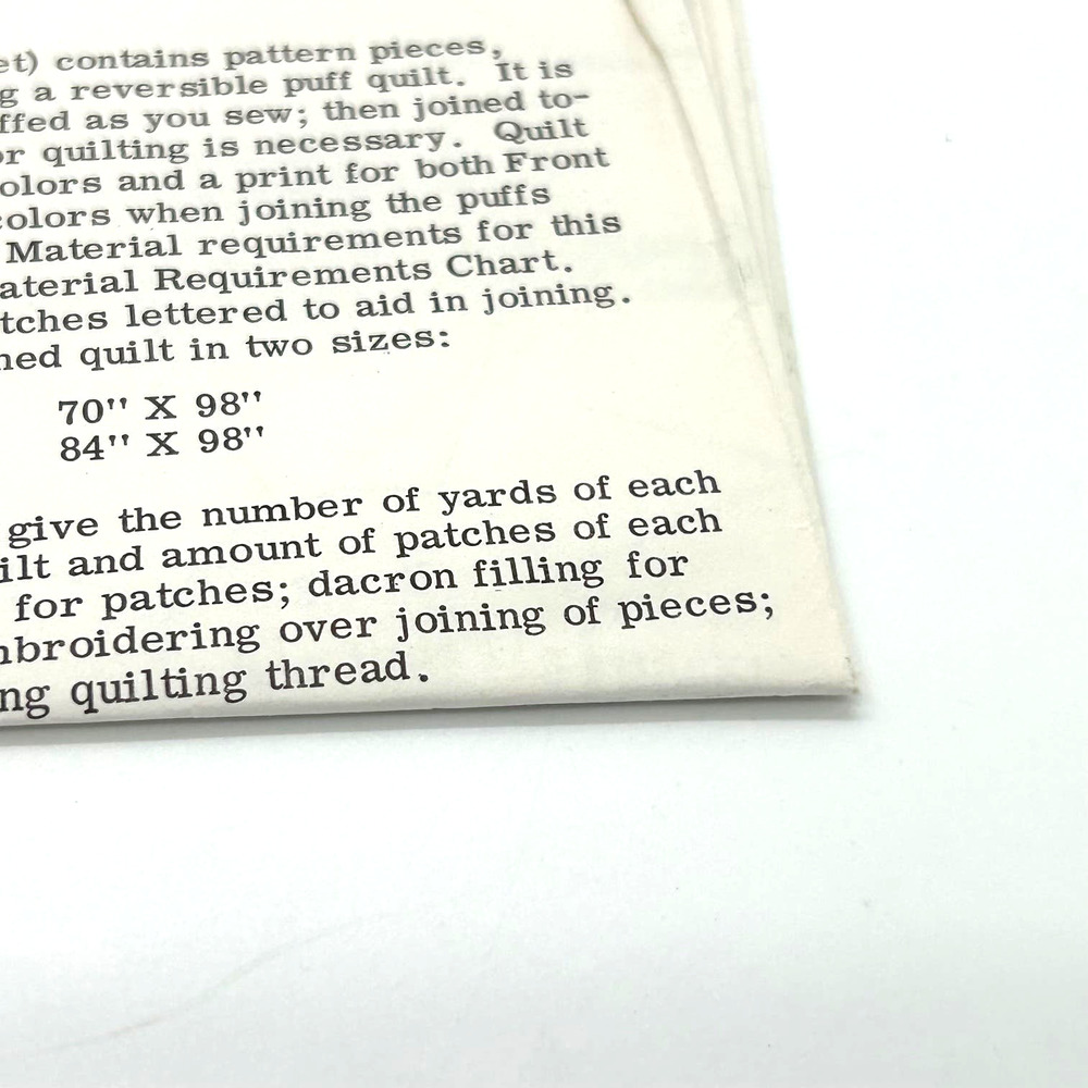 Vintage Reversible Puff Quilt Pattern #932 HTF RARE - Picture 4 of 9